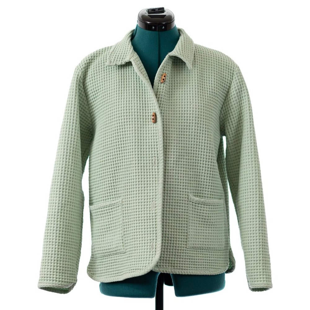 Pathways by Allison Lane Waffle Knit Shacket Jacket Coat Mint Pistachio Green Wo